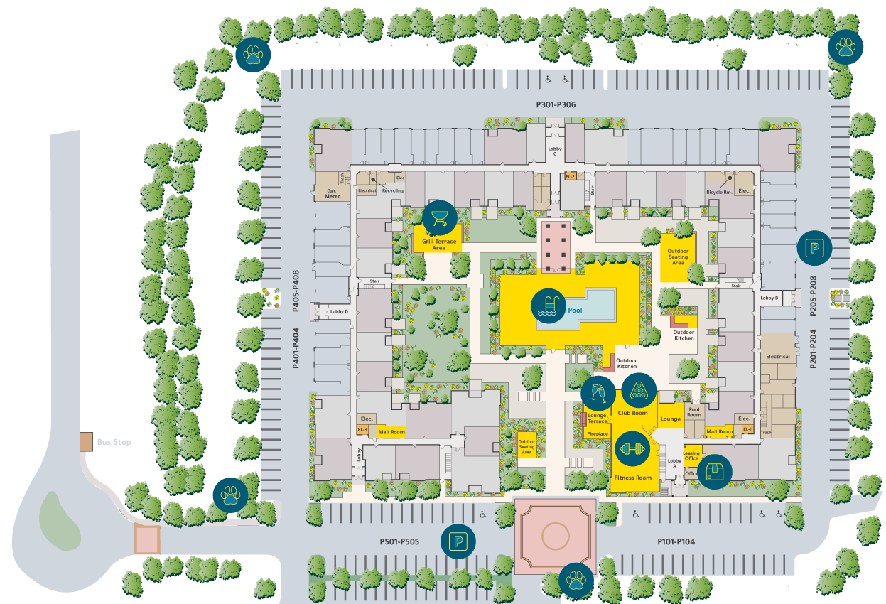 Map graphic depicting the Halstead Norwalk property